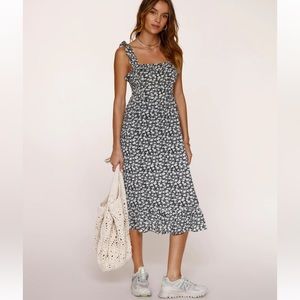 Heartloom Black and White Floral Grant Midi Dress Size Large